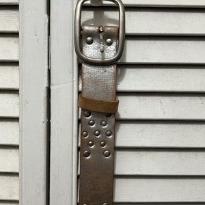 Vintage silver belt with brass buckle .37 inches long